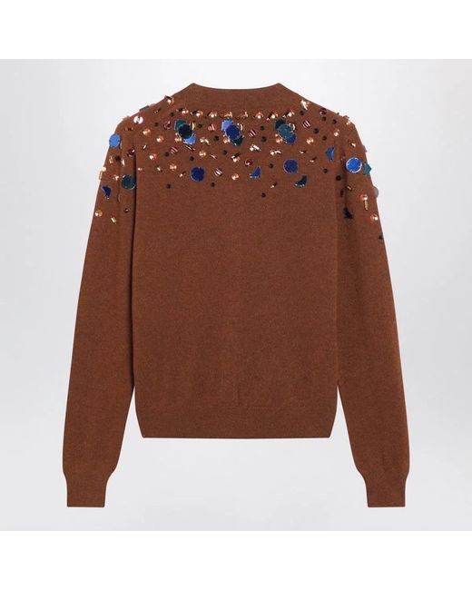 Fendi Brown Sequined Cardigan
