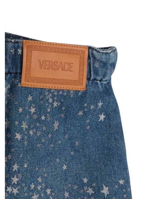 Versace Blue Glitter Denim Skirt