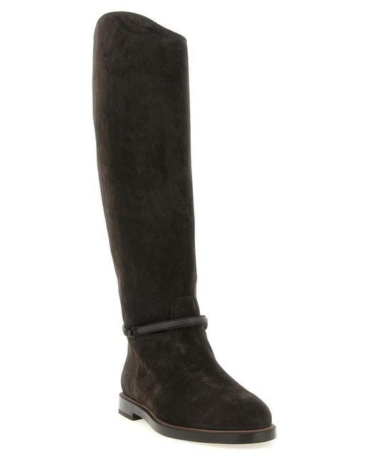 Brunello Cucinelli Black Suede Boots