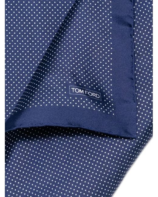 Tom Ford Blue Dot-Print Silk Pocket Square for men
