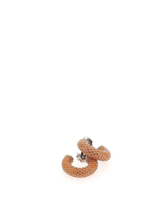 AMINA MUADDI White Embellished Metal Mini Cameron Earrings