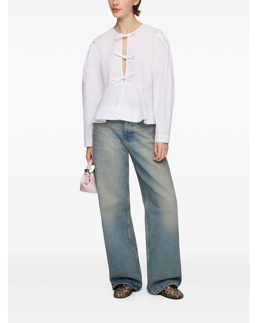 Ganni White Organic Cotton Blouse