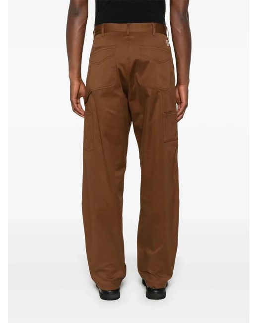 Moncler Brown Cotton Gabardine Trousers for men