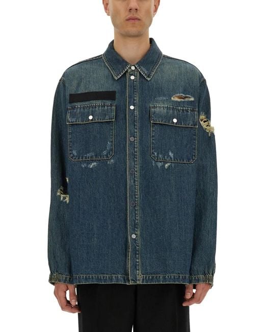 Helmut Lang Blue Denim Uniform Shirt for men