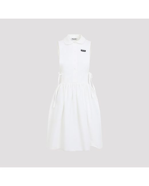 Miu Miu White Cotton Blend Mini Dress