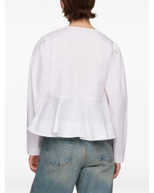 Ganni White Organic Cotton Blouse