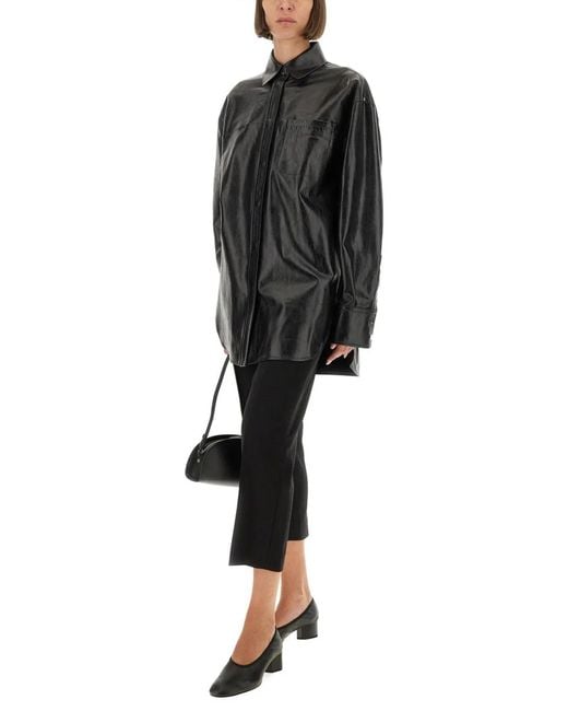 Max Mara Black Leather Borel Shirt