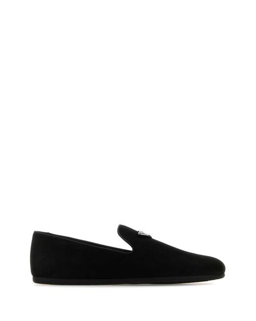 Prada Black Velvet Triangle Slippers for men