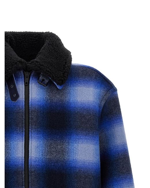 Balenciaga Blue Flannel Bomber Jacket for men