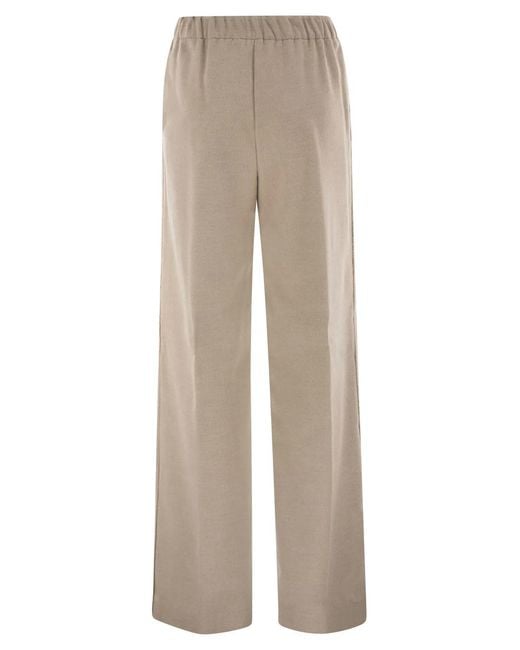 Herno Natural Wide-Leg Flannel-Effect Trousers With Elasticated Waistband