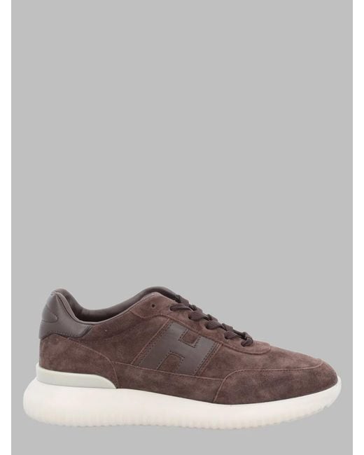 Hogan Brown Patterned Sneakers for men