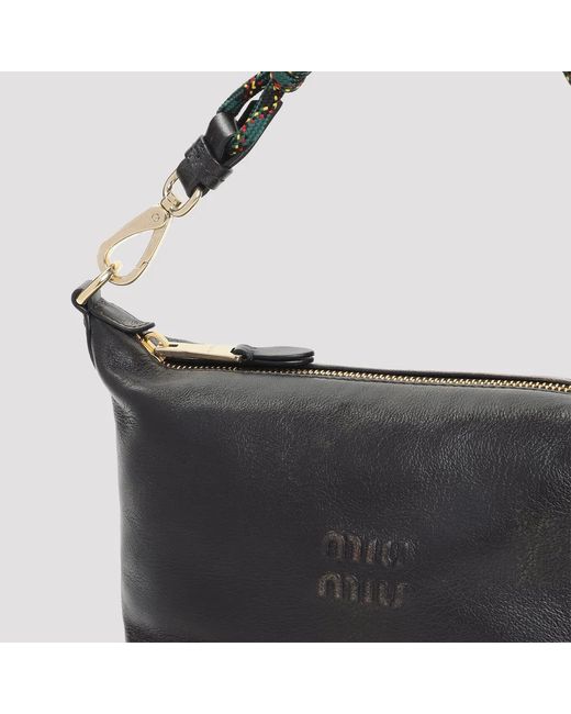 Miu Miu Black Caffè Verde Leather Pouch