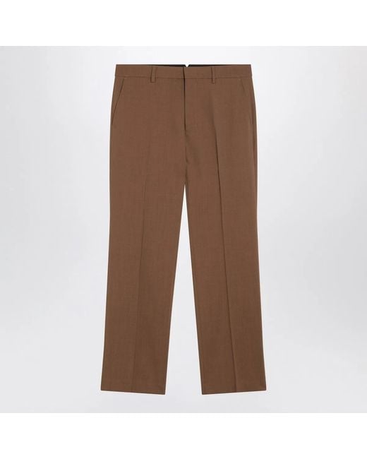 AMI Brown Hazelnut Wool Trousers for men