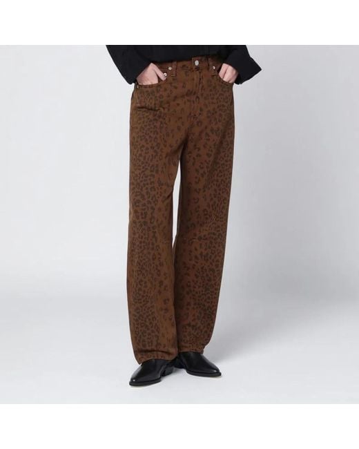 Citizens of Humanity Brown Relaxed Miro Jeans With Cheetah Print