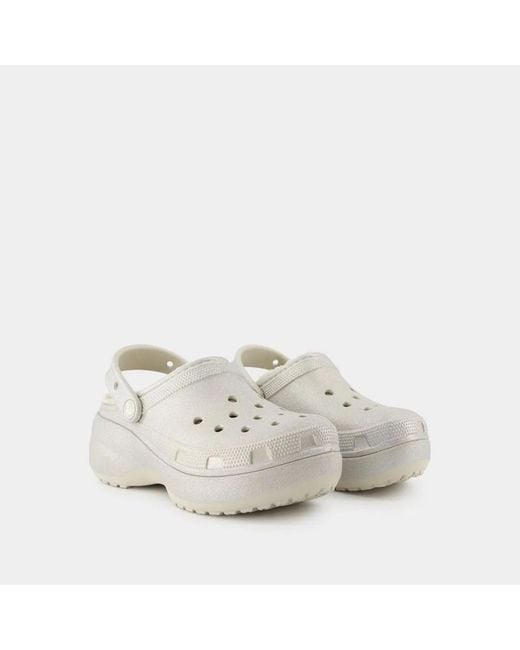 CROCSTM White Classic Platform Glitter Sandals