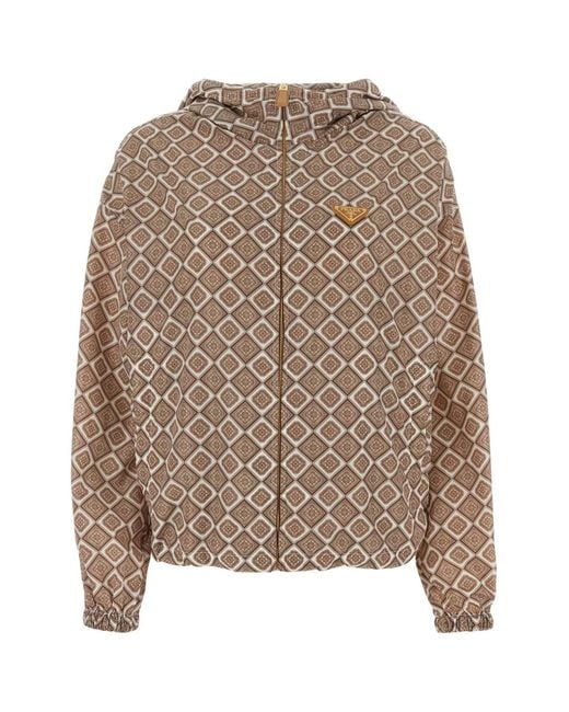 Prada Brown Printed Nylon Windbreaker