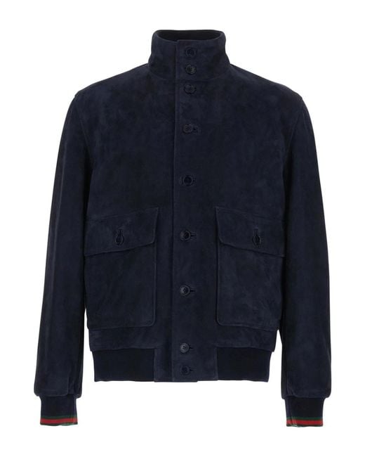 Gucci Blue Suede Bomber Jacket for men