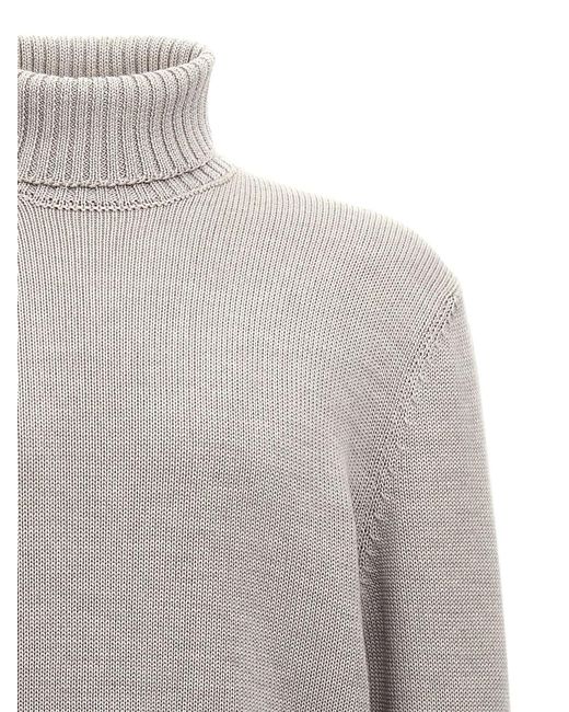 Zanone Gray Turtle-Neck Sweater for men