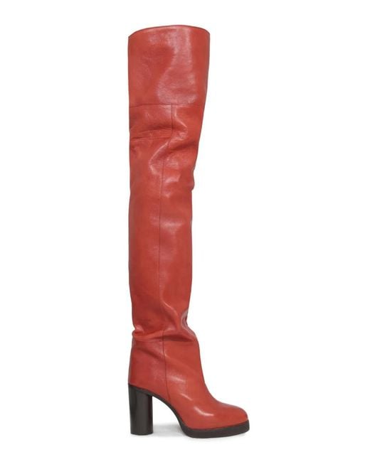 Isabel Marant Red Laelle Cuissard Boot