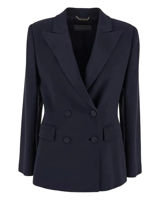 Alberta Ferretti Blue Enver Satin Blazer