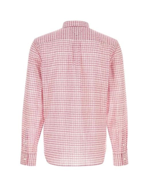 Prada Pink Printed Cotton Shirt for men