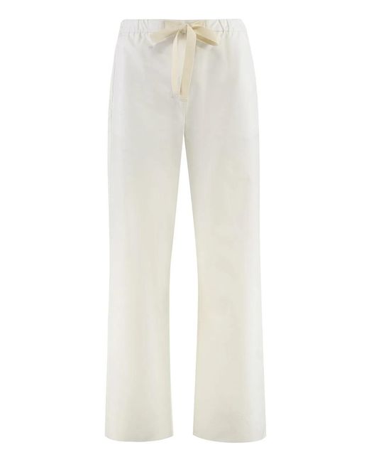 Max Mara White S Max Mara Argento Poplin Cotton Trousers