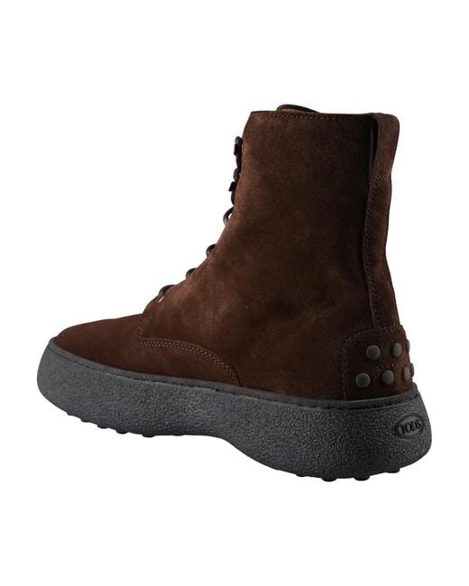 Tod's Brown W.g. Suede Lace-up Ankle Boots for men