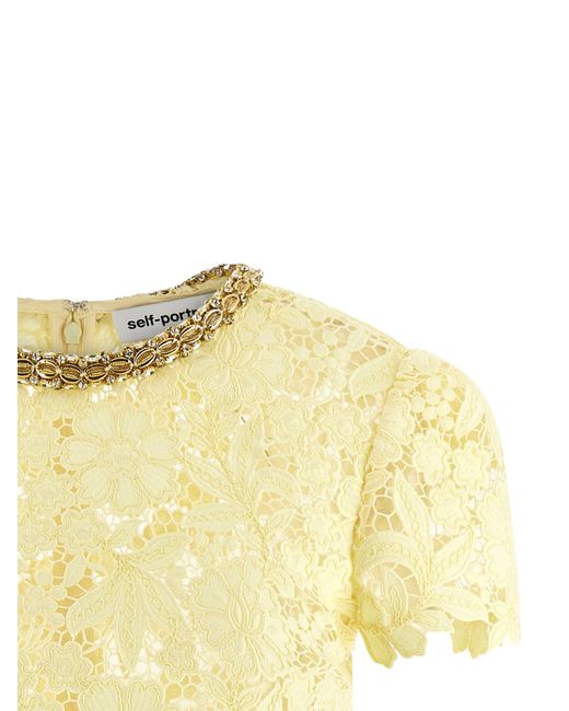 Self-Portrait Yellow Lace Top
