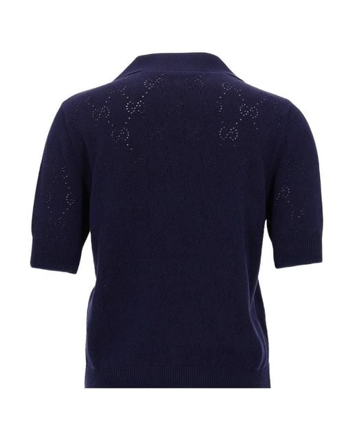 Gucci Blue Silk And Cotton Polo Shirt