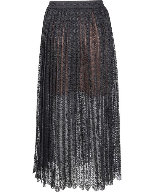 Self-Portrait Gray Organza Lace Midi Skirt
