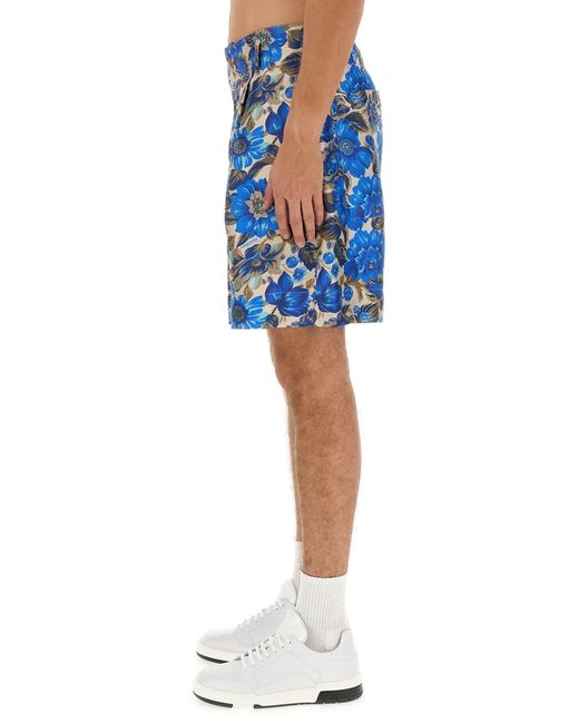 Moschino Couture Blue Short All Over Flower for men
