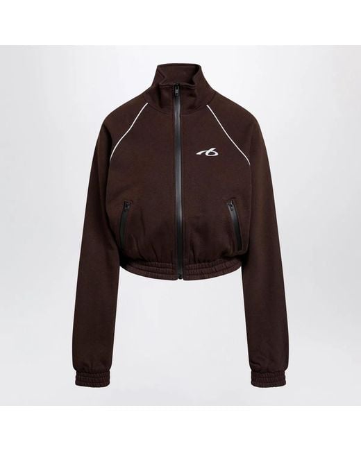 Balenciaga Brown Cropped Hoodie With Zip