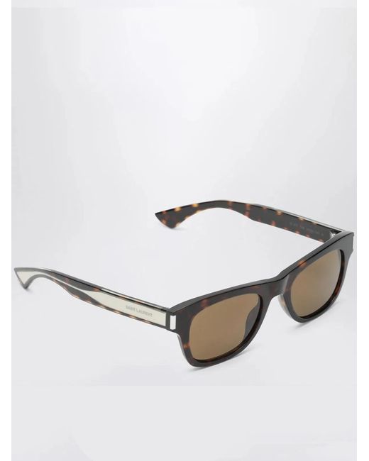Saint Laurent Brown Havana Rectangular Sunglasses