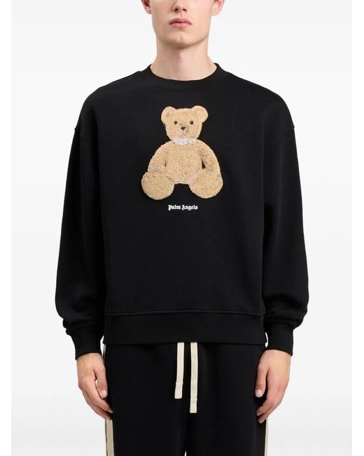 Palm Angels Black Bear Crewneck Sweatshirt for men