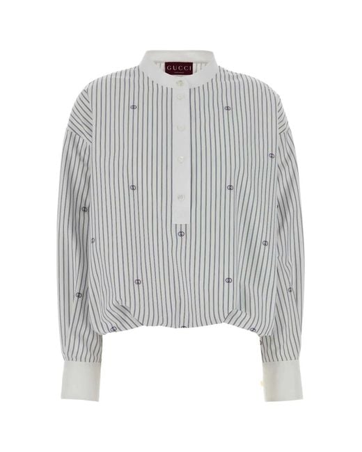 Gucci Gray Embroidered Poplin Shirt