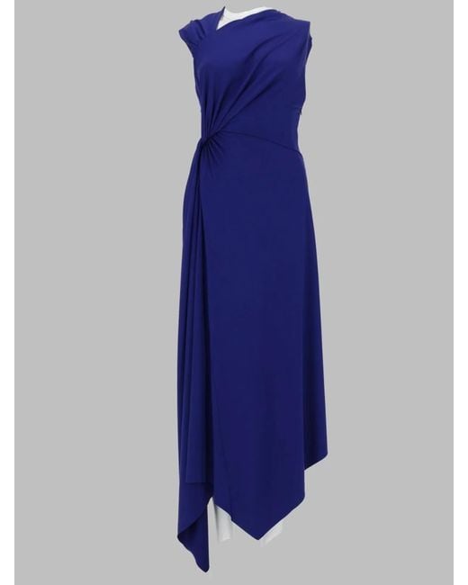 Victoria Beckham Blue Abito Midi Asimmetrico