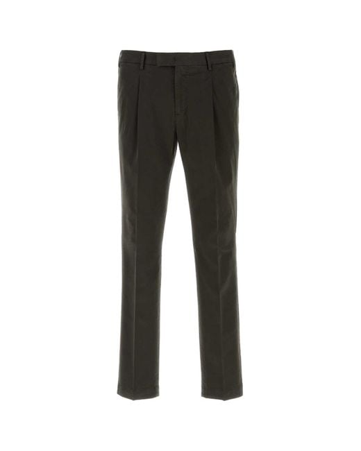 PT Torino Black Charcoal Stretch Cotton Pant for men