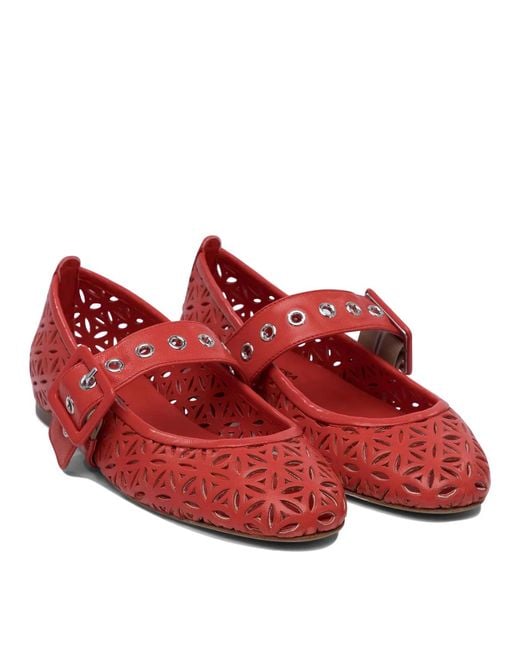 Halmanera Red Leather Ballerinas