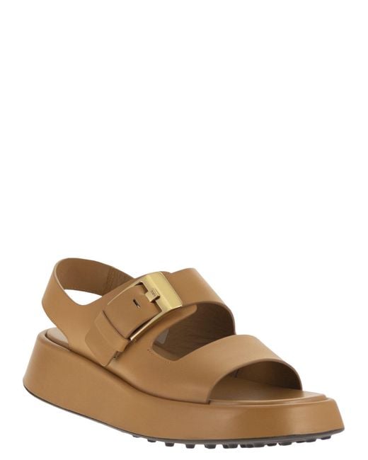 Tod's Brown Leather Sandal With Buckle