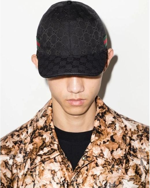 Gucci Black Logo All Over Baseball Cap for men