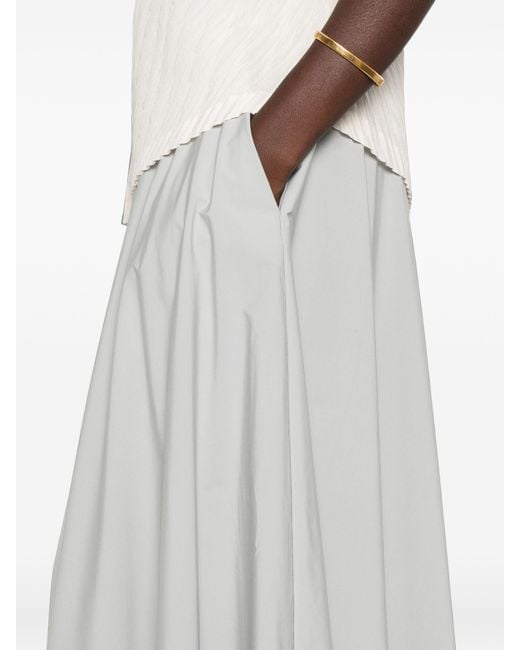 Herno White Drawstring Flared Maxi Skirt