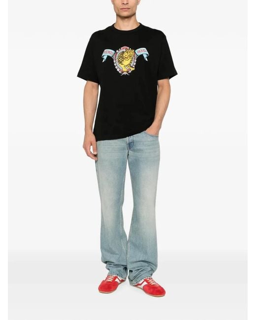 KENZO Black Jumping Tiger-Print T-Shirt for men