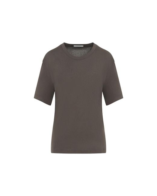 Lemaire Gray Carob Cotton Ribbed T-Shirt