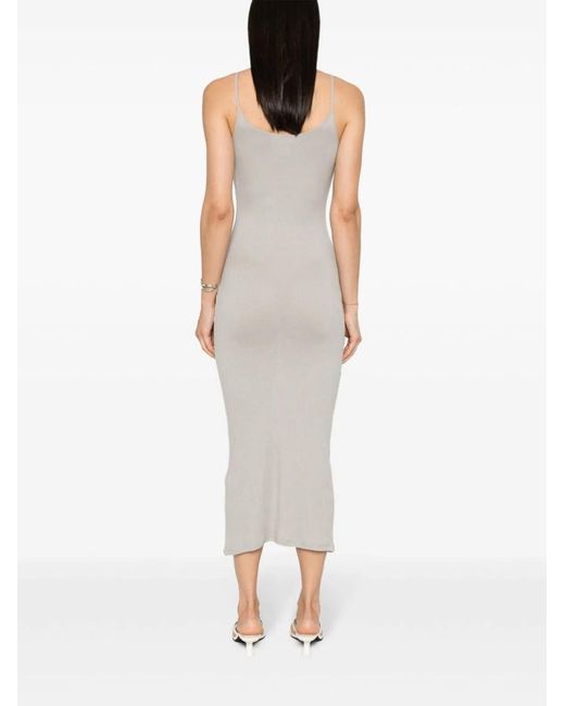 Majestic White Ribbed Viscose Long Dress