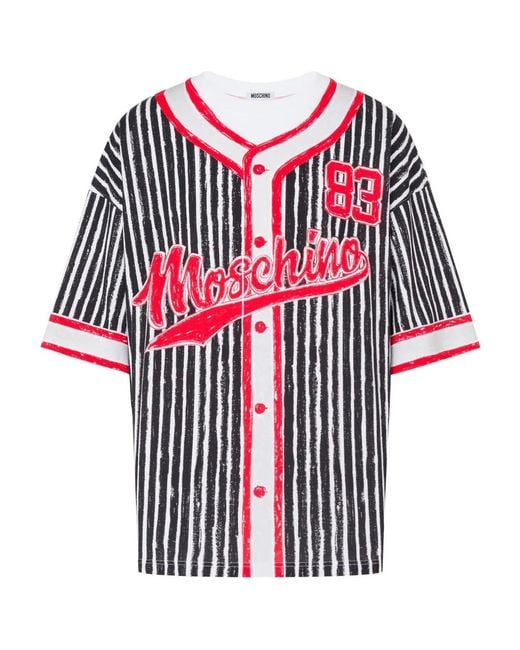 Moschino Couture Red Striped-Print Cotton T-Shirt for men