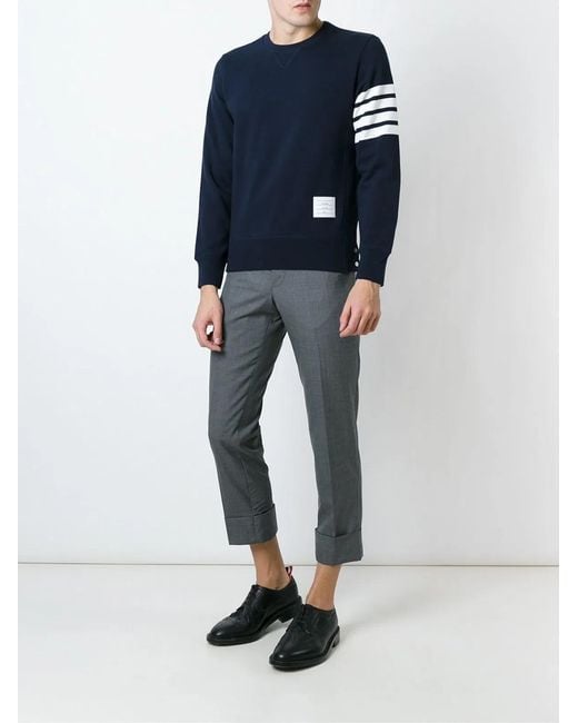 Thom Browne Blue Cotton Crewneck Sweatshirt for men