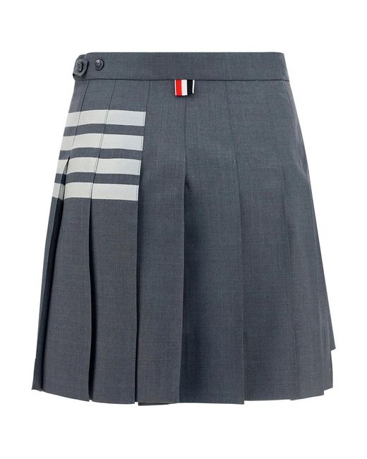 Thom Browne Blue Wool Mini Skirt