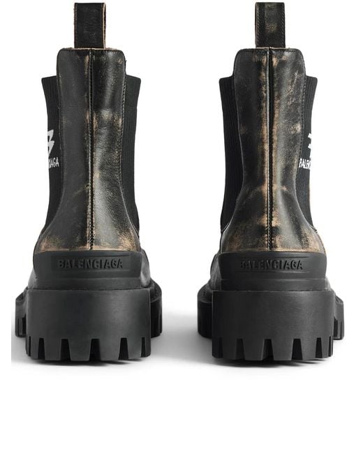 Balenciaga Black Strike Chelsea Calfskin Boots for men