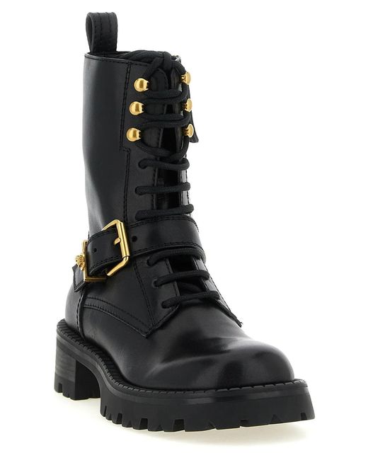 Versace Black Ankle Boots With Buckle