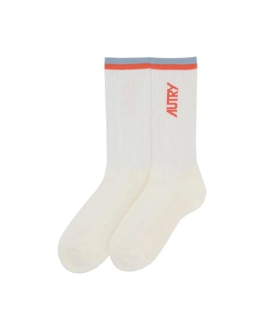 Autry White Cotton Blend Socks for men
